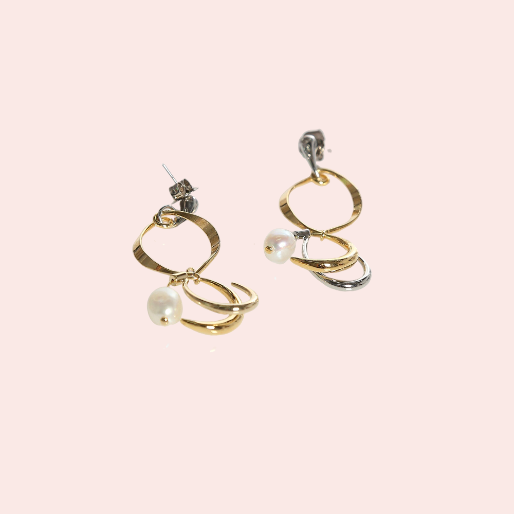 Moonlit Pearl Twist Earrings